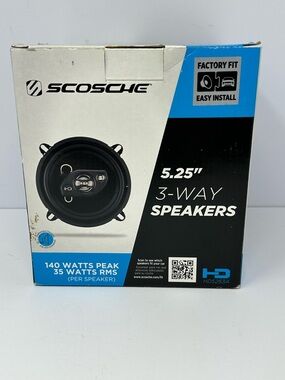 NEW! Scosche 3 Way Speaker pair 35 Watts RMS 140 Watts peak 5.25" HD5253A door